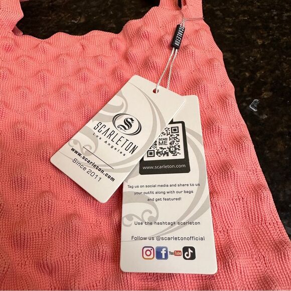 Scarleton Small Puffer Tote Bag Purse, Pink Knit, Magnetic Closure, NWT - Picture 3 of 11